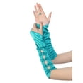 thumbnail image 5 of INSPIRE CHIC Women's Fingerless Gloves Satin Arm Warmers Hollow Out Bow Beads with Finger Loop Turquoise Blue One Size, 5 of 6