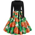 thumbnail image 1 of Vestido de Halloween de moda 2020 para mujer, vestido midi de manga larga con estampado de calabaza, vestido de fiesta vintage, vestido de fiesta, 1 of 5