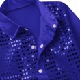 thumbnail image 6 of Aiihoo Kids Boys Sparkly Sequins Jacket Long Sleeves Outerwear Jazz Hip Hop Dance Performance Top Shirt Blue 10-12, 6 of 7