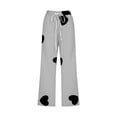 thumbnail image 4 of Pantalones de Mujer Casual Cintura Elástica con Impresión de Pascua, Sueltos Pantalones de Pierna Ancha Recta para Toda la Temporada, 4 of 5