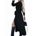 thumbnail image 3 of Women'S Midi Dress Long Sleeve Button Down Belted Flowy Shirt Dress Black S, 3 of 8