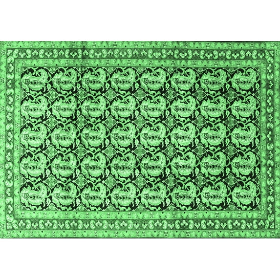 Ahgly Company Indoor Rectangle Persian Emerald Green Traditional Area Rugs, 2' x 4'