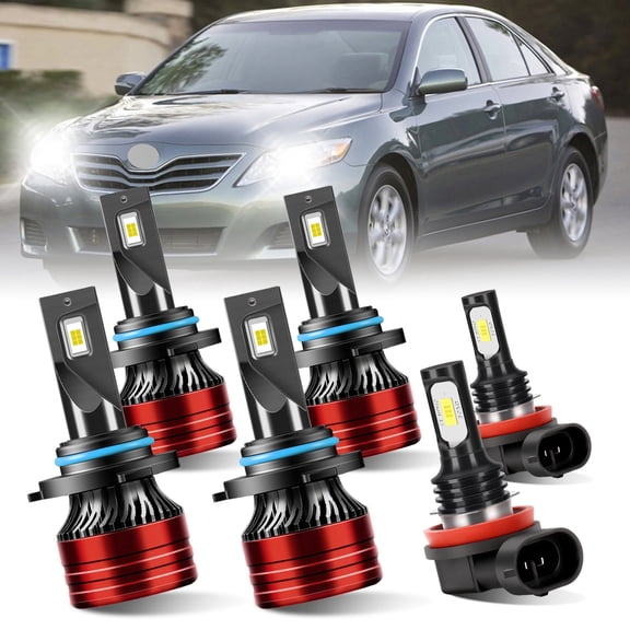For Toyota RAV4 2006-2012 LED Headlight Bulbs, High Beam 9005, Low Beam 9006, Fog Light H11, White 6000K 6Pcs
