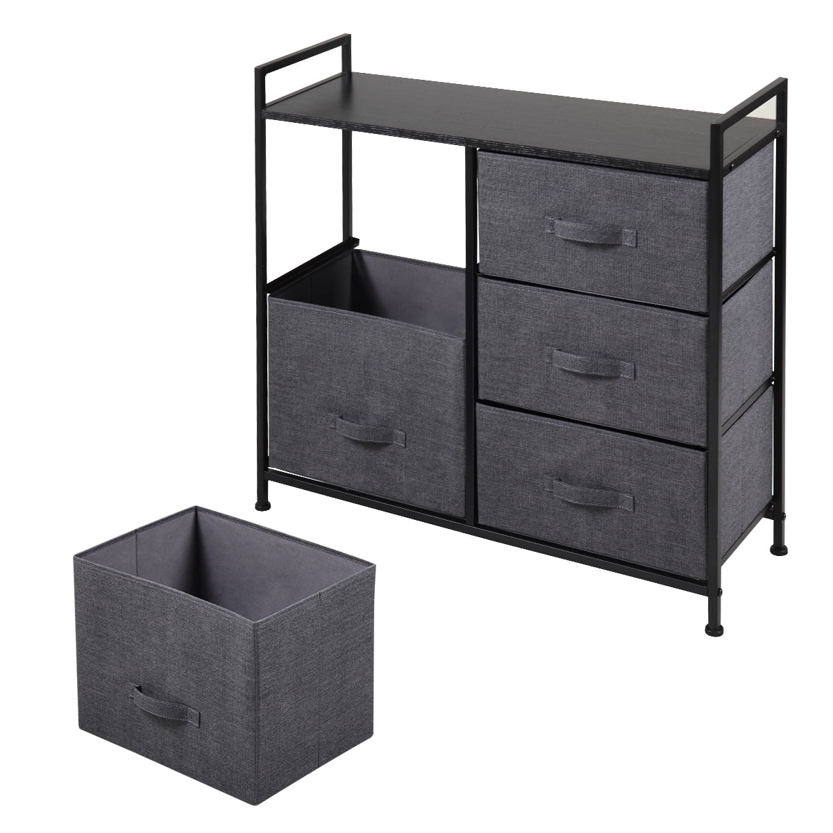 Lowestbest 3-Tier Drawer Dresser Organizer With 5 Drawers, End Table Storage Cabinet with Easy Pull Fabric Bins, Black Lowestbest 3-Tier Drawer Dresser Organizer With 5 Drawers, End Table Storage Cabinet with Easy Pull Fabric Bins, Black