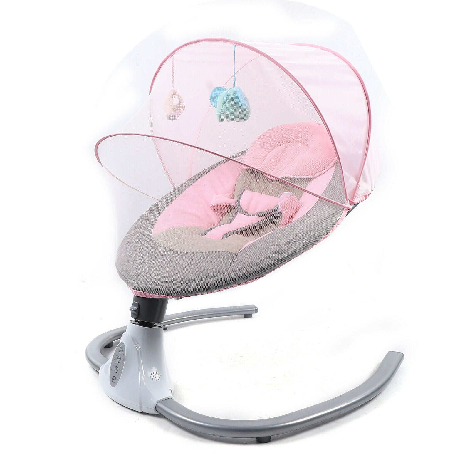 Bluetooth Function Swing Chair Baby Bouncer with Music and Toys Cradle Rocker Seat Bouncy Rocking for 0-12 Months Newborn Babies Pink 