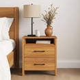 thumbnail image 6 of STYLIVIA 2-Drawer Nightstand with Open Shelf Amber Walnut 20.9" W x 15.7" D x 22.7" H, 6 of 19