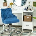 thumbnail image 4 of Gymax Chaise de Bureau en Velours Rembourré Pivotant Chaise de Bureau avec Garniture Clouée, 4 of 10