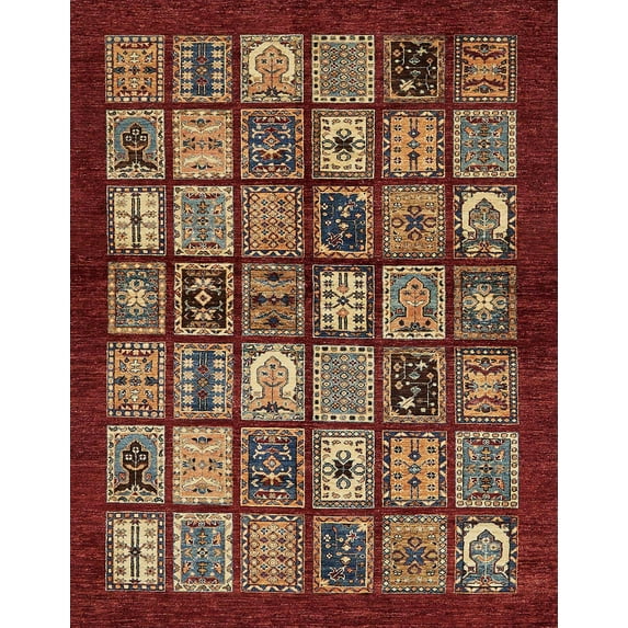 Ahgly Company Machine Washable Indoor Rectangle Abstract Dark Red Area Rugs, 8' x 10'