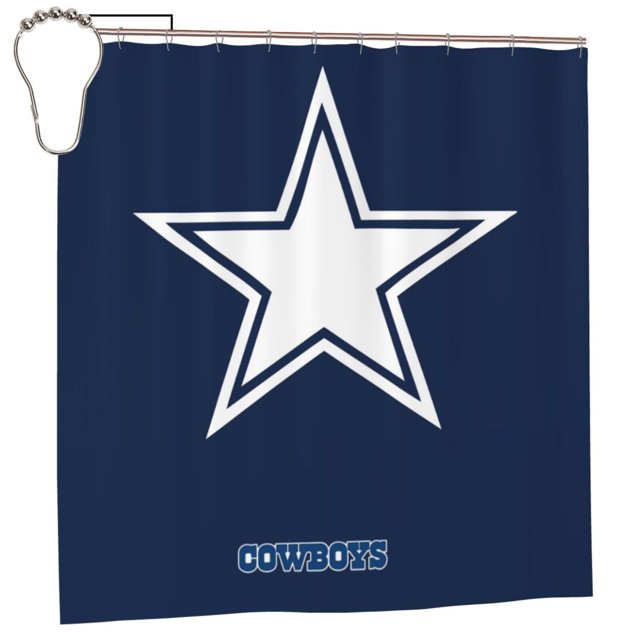 Cortina de ducha de secado rápido impermeable para baño DC_Cowboys con ganchos, decoración de fútbol americano, juego de cortinas de ducha para baño, plancha de 60 x 72 pulgadas