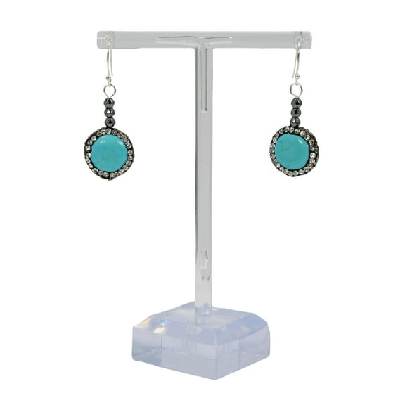 Faceted Hematite and Turquoise Earrings
