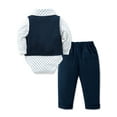 thumbnail image 2 of Baby Boy Clothes Suit 0-24 Months Infant Outfits Wave Point Romper Shirt Bowtie Vest Pant Wedding Party, 2 of 7