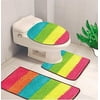 3-Piece Hailey Solid Bathroom Set Bath Mat Contour Rug Toilet Lid Cover - Rainbow