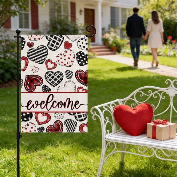 Deeceymbur Reversible Polyester Garden Flag for Yard Patio Outdoor Decoration Welcome Sign with Multicolor Design for Seasonal Festivals