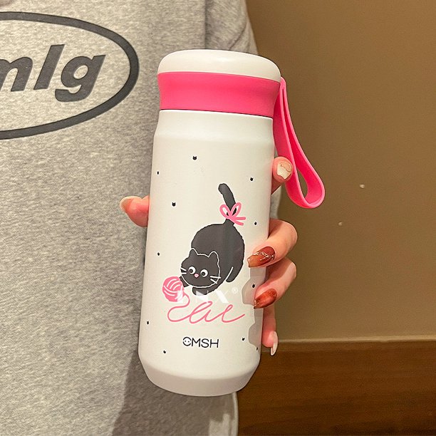Taza Termo portátil para cachorros, taza de agua de acero inoxidable con dibujos animados, regalo para niñas, botella de agua para estudiantes, taza para coche