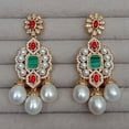thumbnail image 4 of K-KED Cultured White Pearl Cz Pave Gold Plated Fashion Stud Earring Statement Earring, 4 of 6