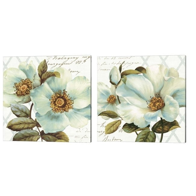 White Floral Bliss by Lisa Audit Canvas Art Set of 2 14 inch X 14 inch ...