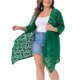 thumbnail image 4 of Chales de encaje de ganchillo para mujeres de talla grande Agnes Orinda, livianos, con frente abierto, cubiertas casuales, cárdigans 3X, verde oscuro, 4 of 6