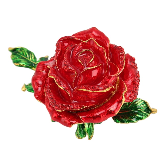 Trinket Box, Jewelry Box Shiny Rose Shape Beautiful Alloy For Desktop Decoration