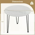 thumbnail image 3 of Gymax Small Round Faux Marble Coffee Table with Thickened Tabletop and Metal Tripod Legs, White, 3 of 10