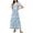 Floral Light Blue, variant on Asklazy Women's Wrap Crew Neck Short Sleeve Maxi Dress With Pockets,US Size,White,L