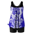 thumbnail image 3 of successthop Womens Tankini with Shorts Blue 2 Piece Swimsuits Boyfriend Shorts Tank Bathing Suits Floral Swimwear Beachwear S, 3 of 4