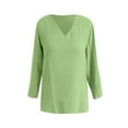 thumbnail image 4 of DuoJiaJ Womens Long Sleeve Shirts V Neck Tops Casual Fall T Shirts Loose Fit Basic Top Green S, 4 of 4
