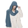 thumbnail image 2 of Fewfanhot Hooded Scarf Lightweight Cotton Blend Hood Shawl Multi-Functional Neck Head Wrap Daily Outerwear Accessory, 2 of 5