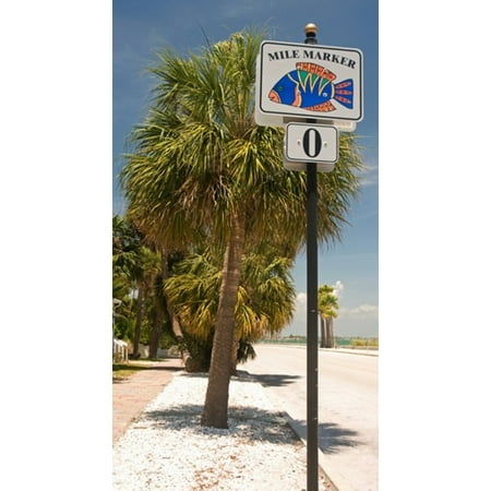 Mile marker zero at Pass-A-Grille St Pete Beach Tampa Bay Area Tampa Bay Florida USA Poster