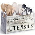 thumbnail image 2 of Extra Large Rustic Wooden Utensil Organizer - 3-Compartment Countertop & Wall-Mounted Storage Box for Cooking/Baking Tools, Heavy-Duty Kitchen Rack with Multi-Functional Design (Natural Wood), 2 of 8