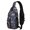 Fireman and Flame Blue Pattern, variant on Fireman and Shield White Pattern Sling Backpack, Casual Day Sling Pack with Earphone Port, Adjustable Strap Gift Ideas for Holiday Birthday Gifts