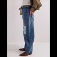 thumbnail image 4 of Pantalones Vaqueros Holgados de para Mujer, de Tiro Bajo, con Parches y Pernera y Bolsillos. Azul XL, 4 of 7