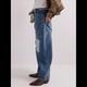 thumbnail image 4 of Pantalones Vaqueros Holgados de para Mujer, de Tiro Bajo, con Parches y Pernera y Bolsillos. Azul L, 4 of 7