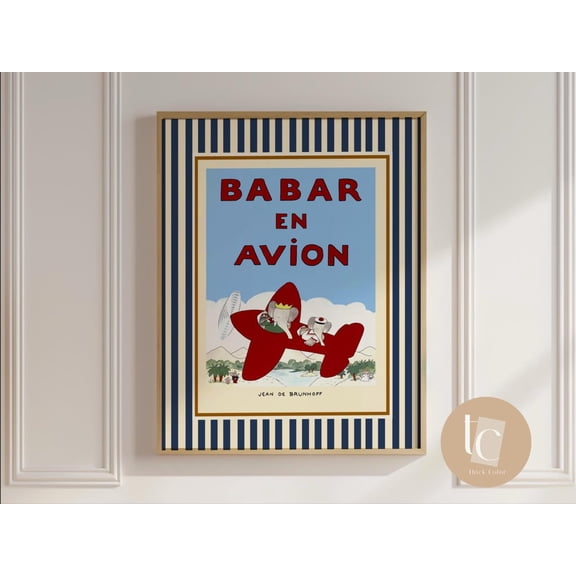 Babar The Elephant Nursery Wall Art Retro Kids Decor Quote Wall Art Genre Neutral Baby Wall Art Illustration Nursery Print UNFRAMED