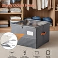 thumbnail image 2 of Organizador de zapatos para clóset contenedores plegables almacenamiento con cubierta transparente soporte con asas gris 2 grande, 2 of 6