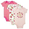 Baby Kiss Baby Onesies For Girls Variety Pack Short Sleeve Bodysuits for Newborn & Infant, 3-Pack
