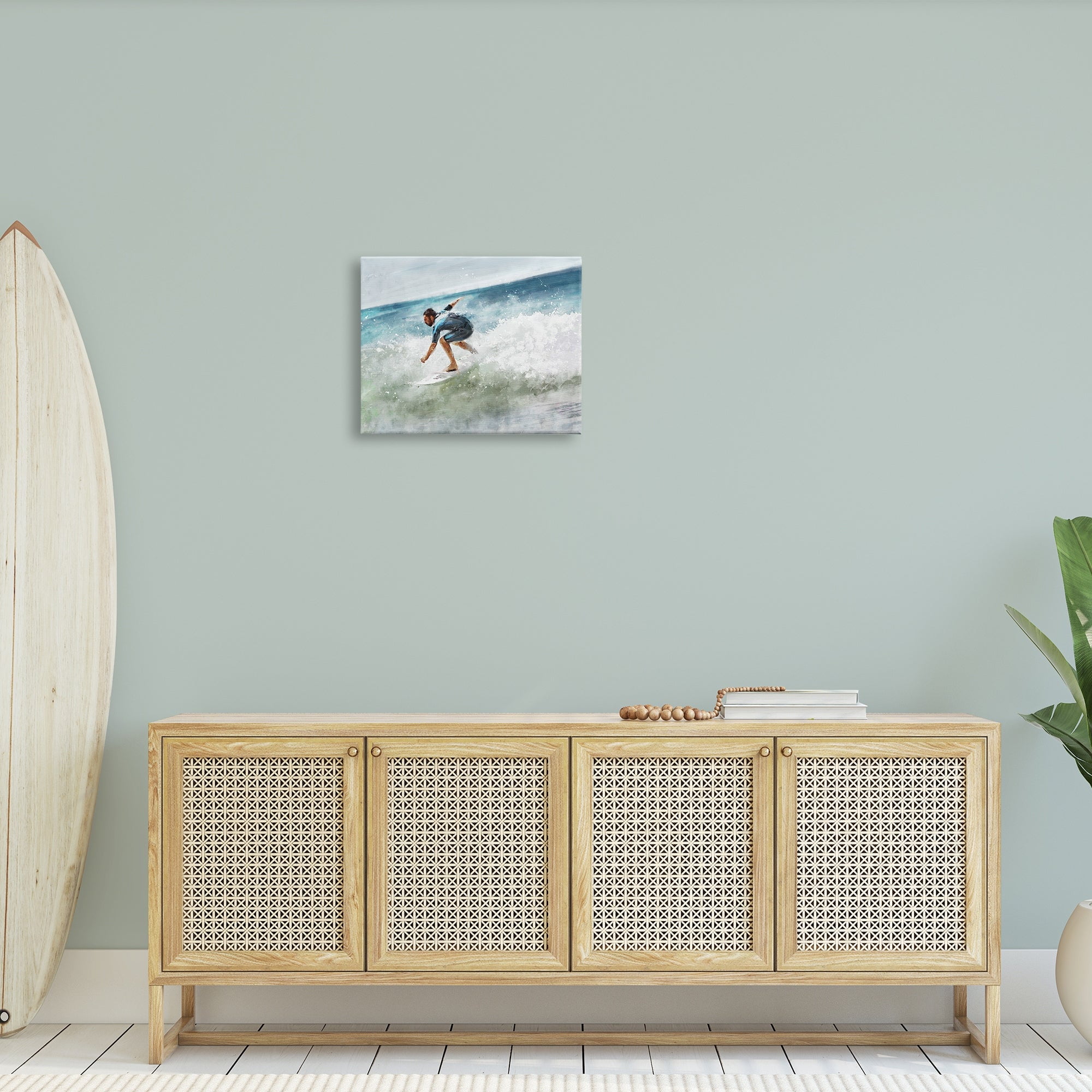 Stupell Industries Male Surfer Riding Messy Wave Turbulent Beach Shore, 40 x 30,Design by Ziwei Li
