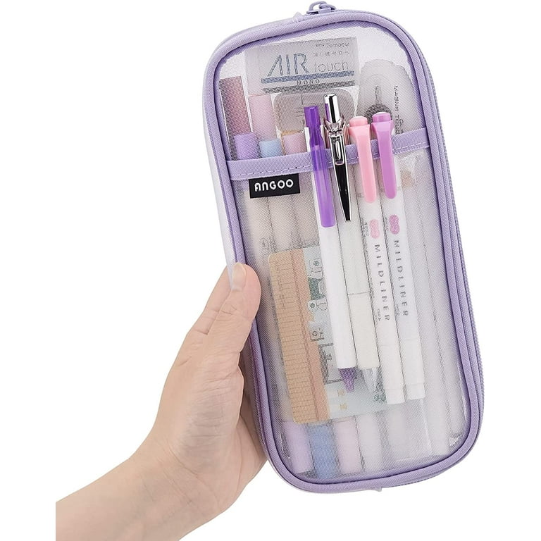 Transparent Mesh Pencil Case Medium Capacity Pen Case Pencil Pouch Pen Pouch  Zipper Pouch Makeup Bag College School Office 
