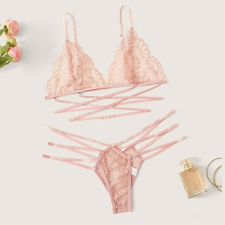 

XIAOFFENN Panties For Women Womens Underwear Seamless Women Sexy Lace Lingerie Thong Set Bodydoll Sleepwear Bandage Bra Underwear Clearance