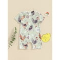 thumbnail image 3 of Jxzom Newborn Baby Boy Girl Farm Outfits 0 3 6 9 12 Months Chicken Print Short Sleeve Jumpsuit Crewneck Romper Bodysuit Summer Clothes, 3 of 8