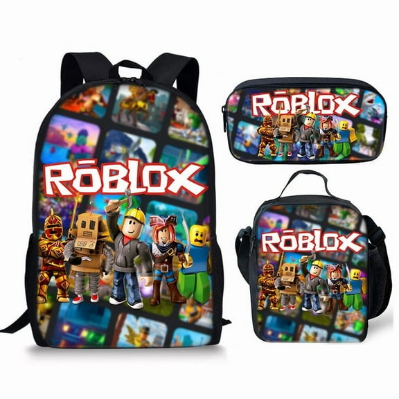Roblox Lightweight Large-Capacity Unisex Backpack, Casual Travel Bag,Lunch Bag,Pencil Case,3PCS
