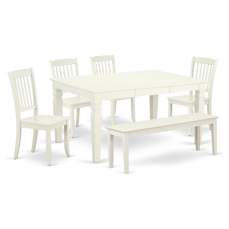 Pemberly Row 6-piece Wood Dining Set in Linen White - Walmart.com