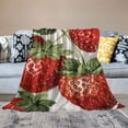 thumbnail image 2 of Shiartex  Strawberry Throw Blanket Girls Kawaii Red Strawberry Blanket for Bed Couch Sofa Women Sweet Tropical Fruit  Blanket Soft and Cozy Plush Blanket All Season Fuzzy BlanketThrow White, 2 of 6