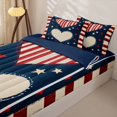 thumbnail image 3 of Manfei Vintage Heart Striped Zipper Twin Comforter Sets with Fitted Sheet and 2 Pillowcases,Classic American Flag Zipper Bedding Set,Red White Blue,Navy Blue Reversible,4pcs, 3 of 8