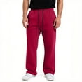 thumbnail image 4 of Mohiass Mens Baggy Sweatpants Fleece Open Bottom Big and Tall Joggers Trousers Lounge Casual Athletic Wide Leg Pants with Pockets Red L, 4 of 4