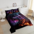 thumbnail image 2 of YST Magical Dragon Comforter Set Twin Wild Animal Bedding Set, Purple Lightning Bedding Comforter Sets Flame Fire Quilted Comforter, 3D Dragon Duvet Kids Teen Adult Boys Magic Theme Room Decor, 2 of 5