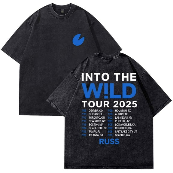 Russ Into The Wild Tour 2025 Merch T-Shirt Cotton Wash Tee Women Men Short Sleeve Crewneck Tee