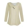thumbnail image 5 of Black and Friday Clothing Sales Idoravan Long Sleeve Shirts for Women Winter Women's Long Sleeve Summer V Neck Sexy Casual Tops Regular Blouse Tops Beige XXXL, 5 of 5
