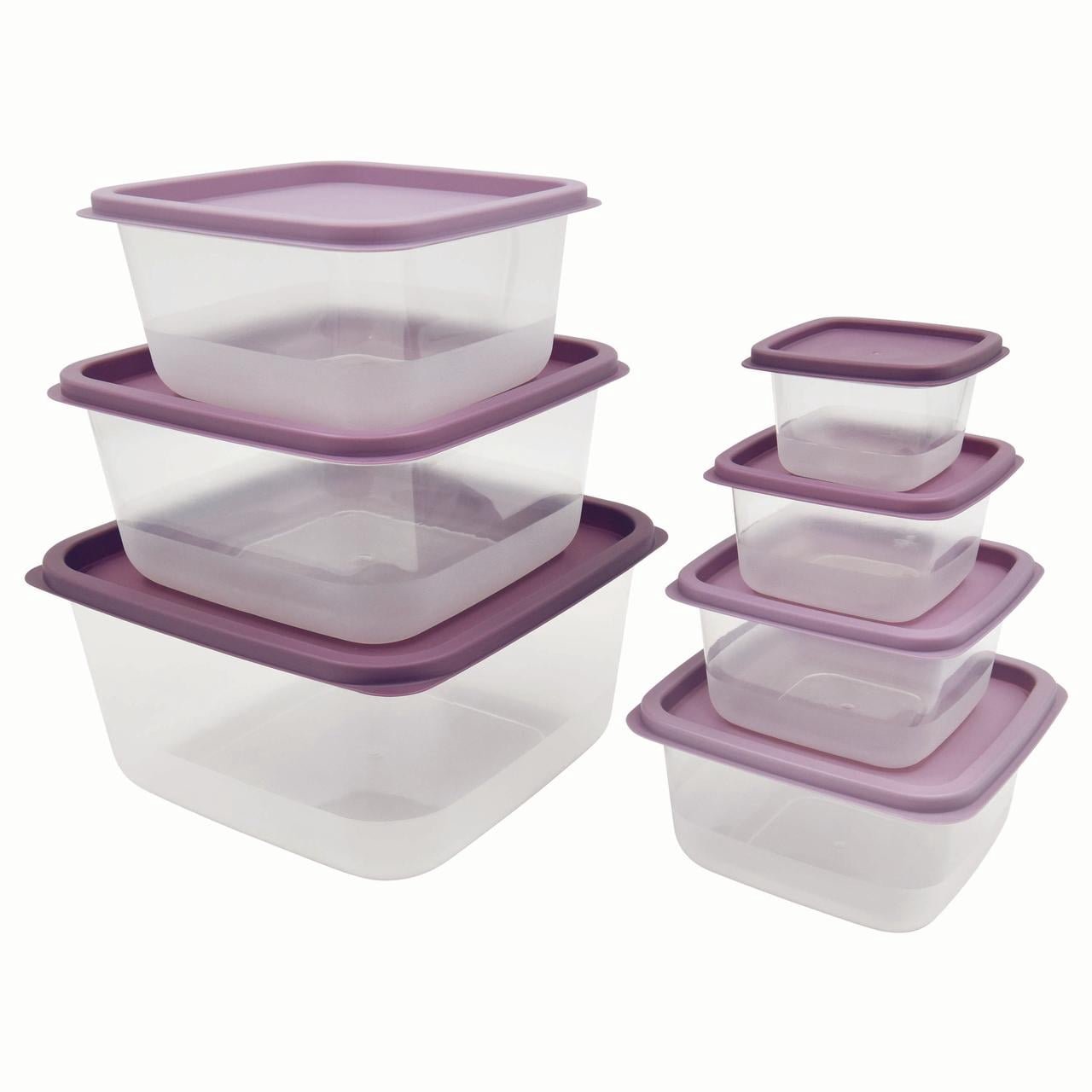 Mainstays 14 Piece Teal Plastic Food Storage Set, Purple Ombre, Ideal Use for Meal Prep and Batch Cooking