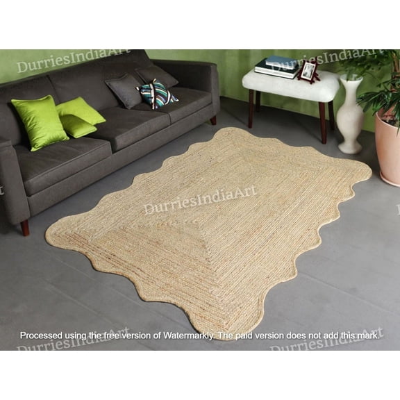 Gahilot International Natural Jute Rug, Hallway Runner Rug, Runner Custom Rug, Custom Size Rug, Jute Rug, Jute Scallop Rug, Sisal Runner Rug, Custom Rug