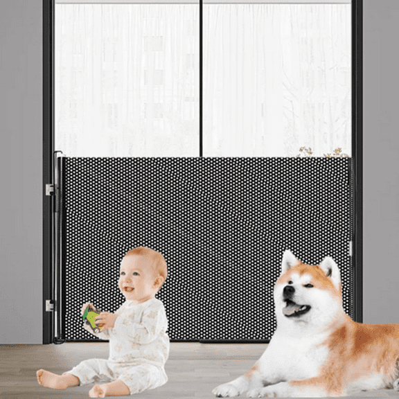 Bxaolu Retractable Pet Gate for Doorways and Stairs, Safety Gate for Pet, Indoor & Outdoor Use, One-Hand Operation, Easy Installation, 26.77" Tall, Expands to 49.21" Wide(Black,26.77"x49.21")